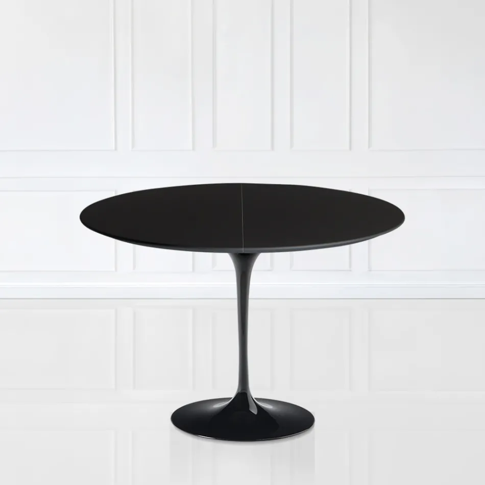 Tulip Table Saarinen H 73 Utdragbar i svart flytande laminat tillverkad i Italien - Scarlet Viadurini