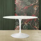 Tulip Table Saarinen H 73 med oval skiva i Carrara-marmor Tillverkad i Italien - Scarlet Viadurini