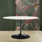 Tulip Table Saarinen H 73 med oval skiva i Carrara-marmor Tillverkad i Italien - Scarlet Viadurini