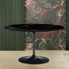 Saarinen Tulip Table H 73 med rund skiva i svart Marquinia-marmor tillverkad i Italien - Scarlet Viadurini