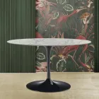 Tulpanbord Saarinen H 73 Oval i Carrara Marmor Statuarietto Tillverkad i Italien - Scarlet Viadurini
