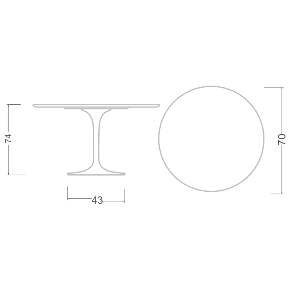 Tulpanbord Saarinen H 73 runt i keramik Calacatta Michelangelo - Scarlet Viadurini