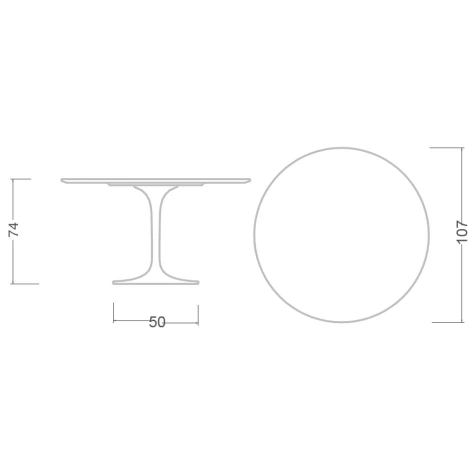 Tulip Table Saarinen H 73 Round Ceramic Invisible Select Made in Italy - Scarlet Viadurini