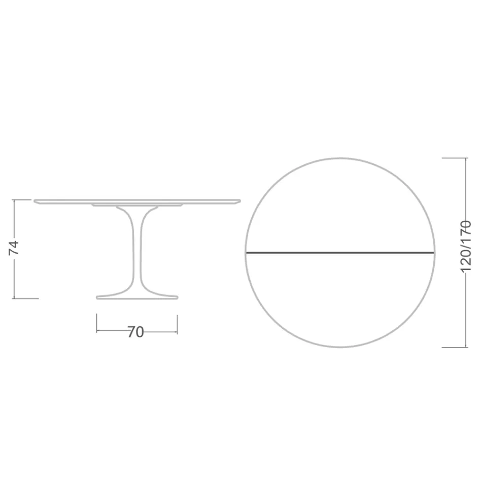 Tulip Table Saarinen H 74 Utdragbar i vit flytande laminat tillverkad i Italien - Scarlet Viadurini
