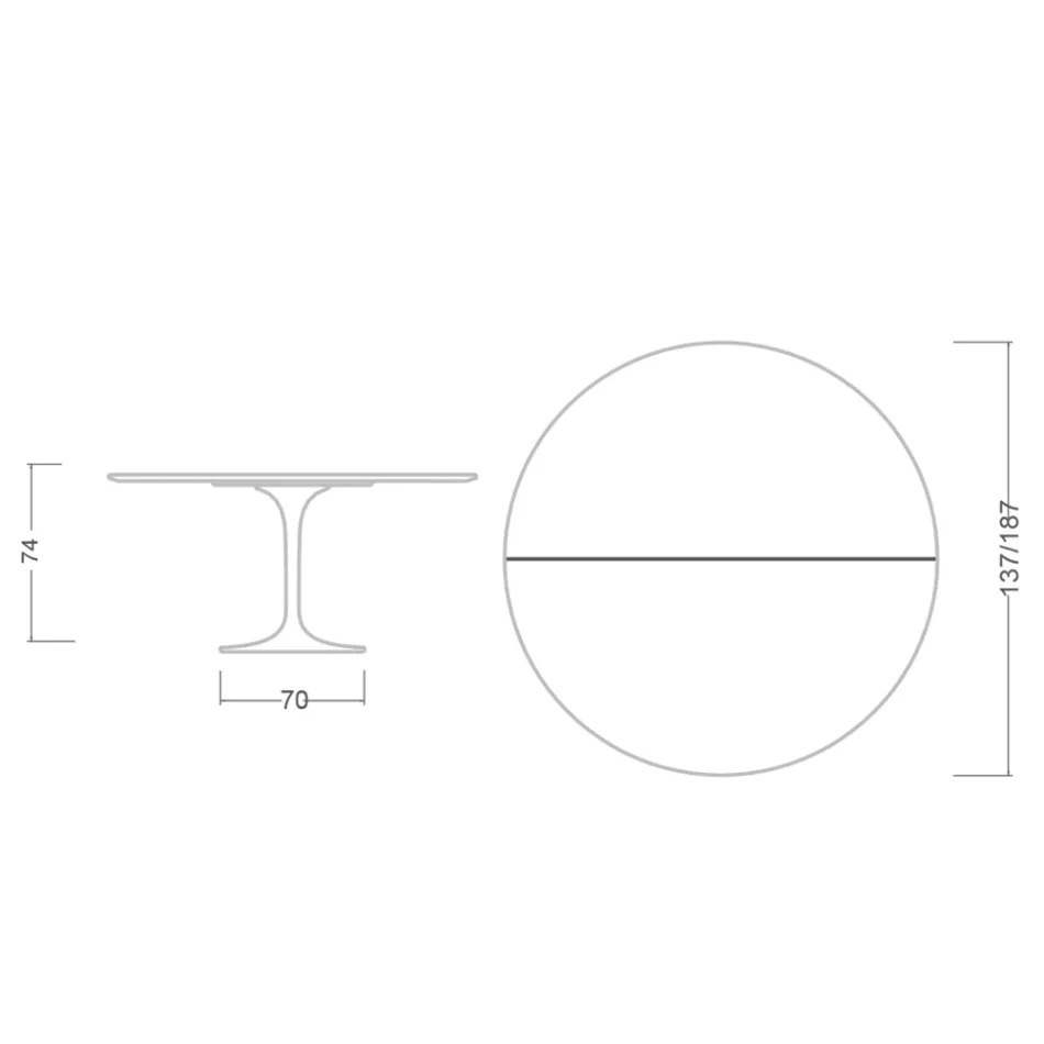 Tulip Table Saarinen H 74 Utdragbar i vit flytande laminat tillverkad i Italien - Scarlet Viadurini