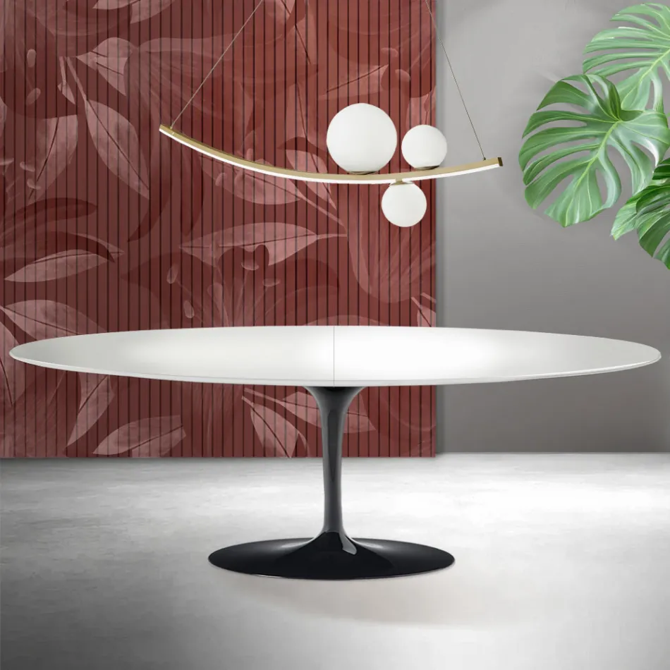 Saarinen Tulip-bord H 74 cm utdragbart i vit Florim-keramik - Scharlakansröd Viadurini