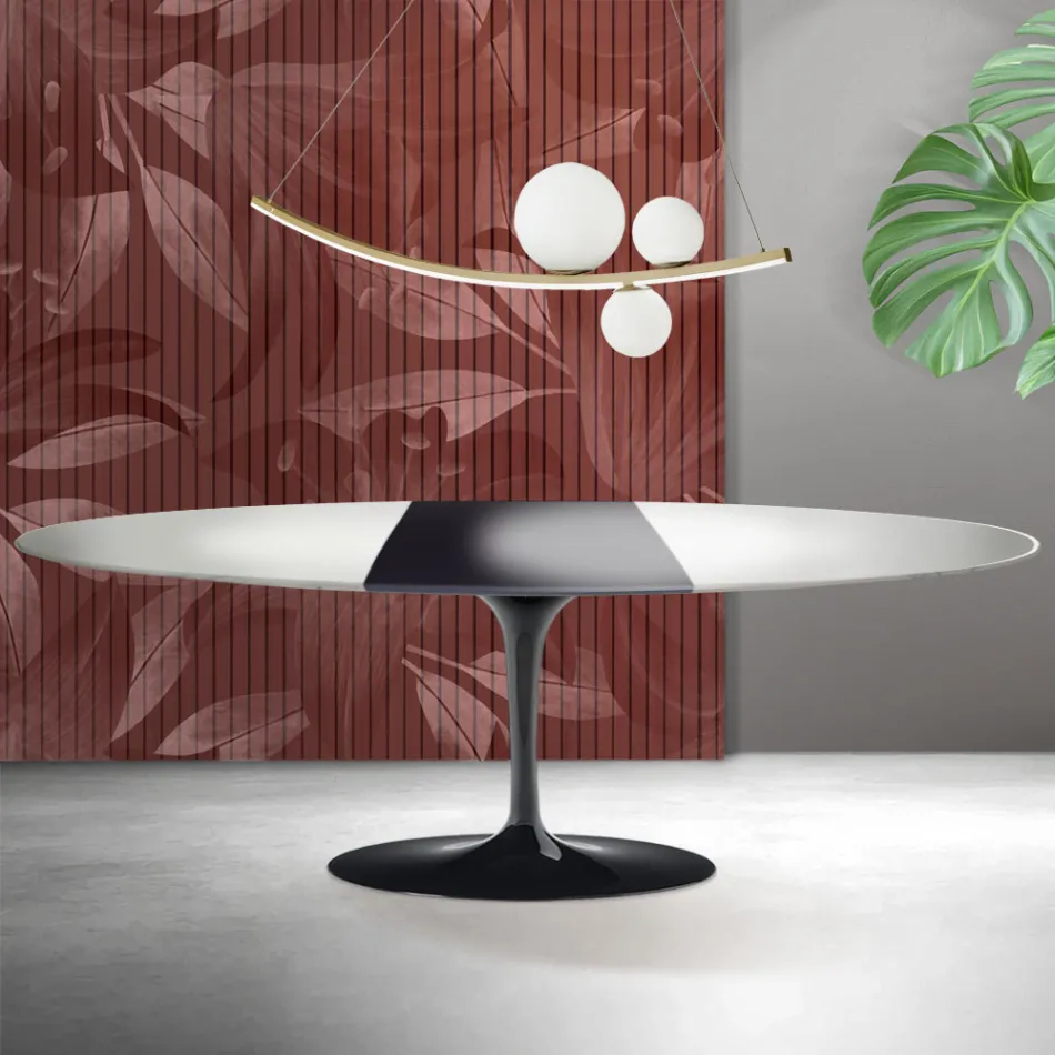 Saarinen Tulip-bord H 74 cm utdragbart i vit Florim-keramik - Scharlakansröd Viadurini