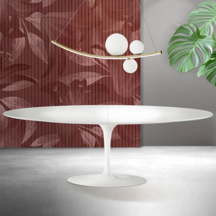 Saarinen Tulip-bord H 74 cm utdragbart i vit Florim-keramik - Scharlakansröd Viadurini