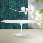 Saarinen Tulip-bord H 74 cm utdragbart i Florim keramik högglansvit - scharlakansröd Viadurini