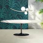 Saarinen Tulip-bord H 74 cm utdragbart i Florim Calacatta guldblank keramik - Scharlakansröd Viadurini