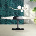 Saarinen Tulip-bord H 74 cm utdragbart i Florim Calacatta guldblank keramik - Scharlakansröd Viadurini