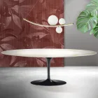 Saarinen Tulip-bord H 74 cm utdragbart i Florim Calacatta guld matt keramik - scharlakansröd Viadurini