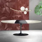Saarinen Tulip-bord H 74 cm utdragbart i Florim Calacatta guld matt keramik - scharlakansröd Viadurini