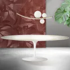Saarinen Tulip-bord H 74 cm utdragbart i Florim Calacatta guld matt keramik - scharlakansröd Viadurini