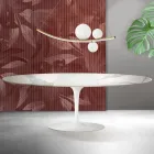 Saarinen Tulip-bord H 74 cm utdragbart i Florim Statuario matt keramik - Scharlakansröd Viadurini