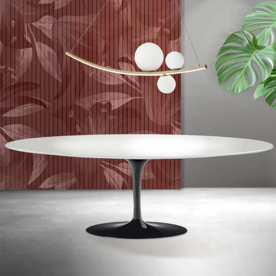 Saarinen tulpanbord H 74 cm i vit Florim keramik - scharlakansröd Viadurini