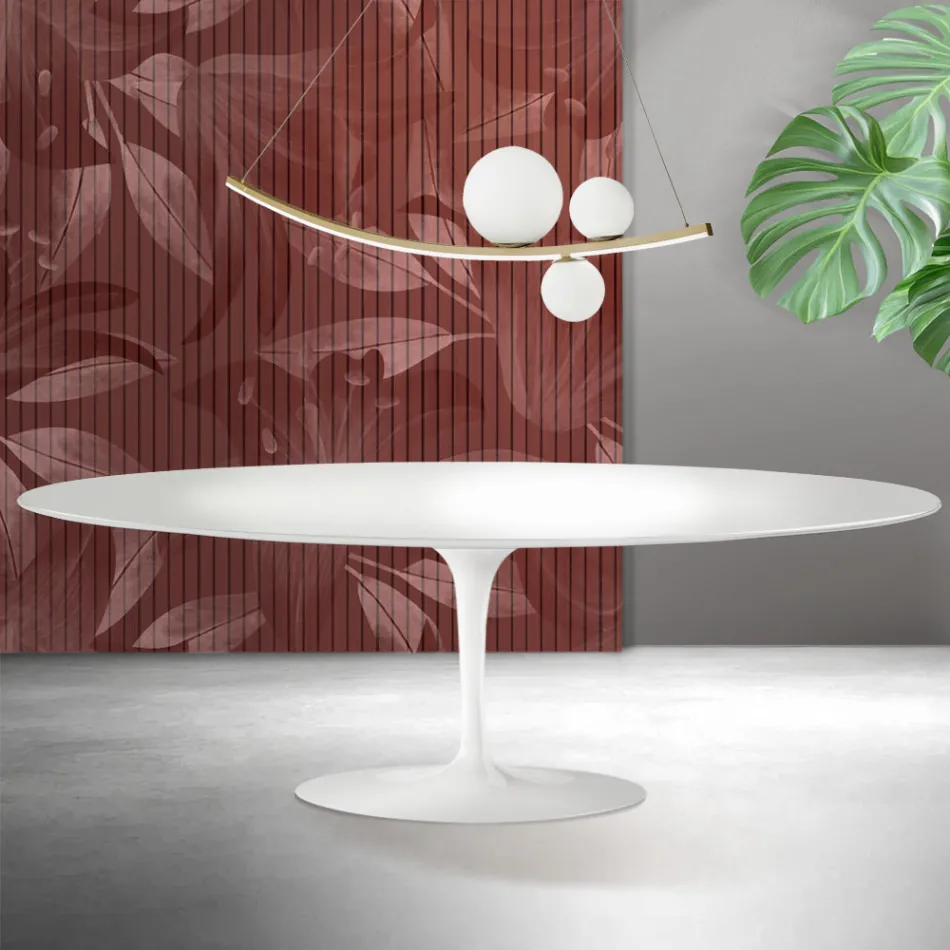 Saarinen tulpanbord H 74 cm i vit Florim keramik - scharlakansröd Viadurini