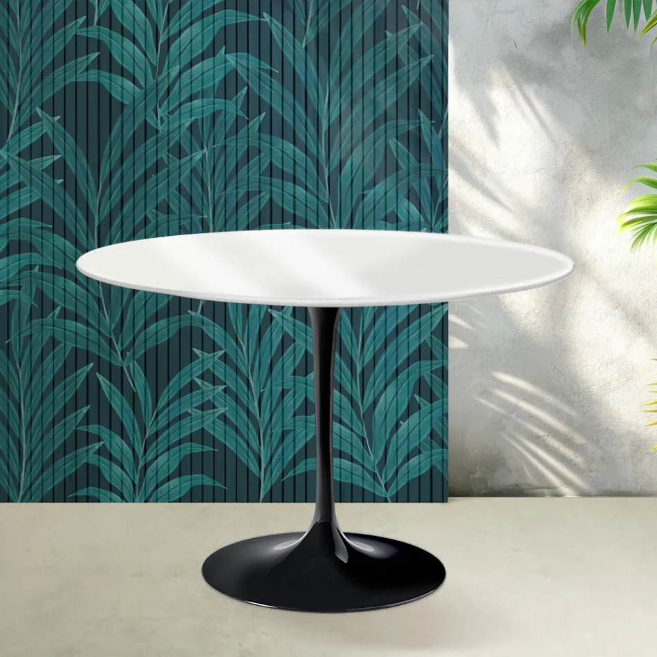 Saarinen Tulip-bord H 74 cm i blank vit Florim-keramik - Scharlakansröd Viadurini