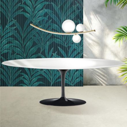 Saarinen Tulip-bord H 74 cm i blank vit Florim-keramik - Scharlakansröd Viadurini