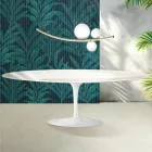 Saarinen Tulip-bord H 74 cm i Florim Calacatta guldblank keramik - Scharlakansröd Viadurini