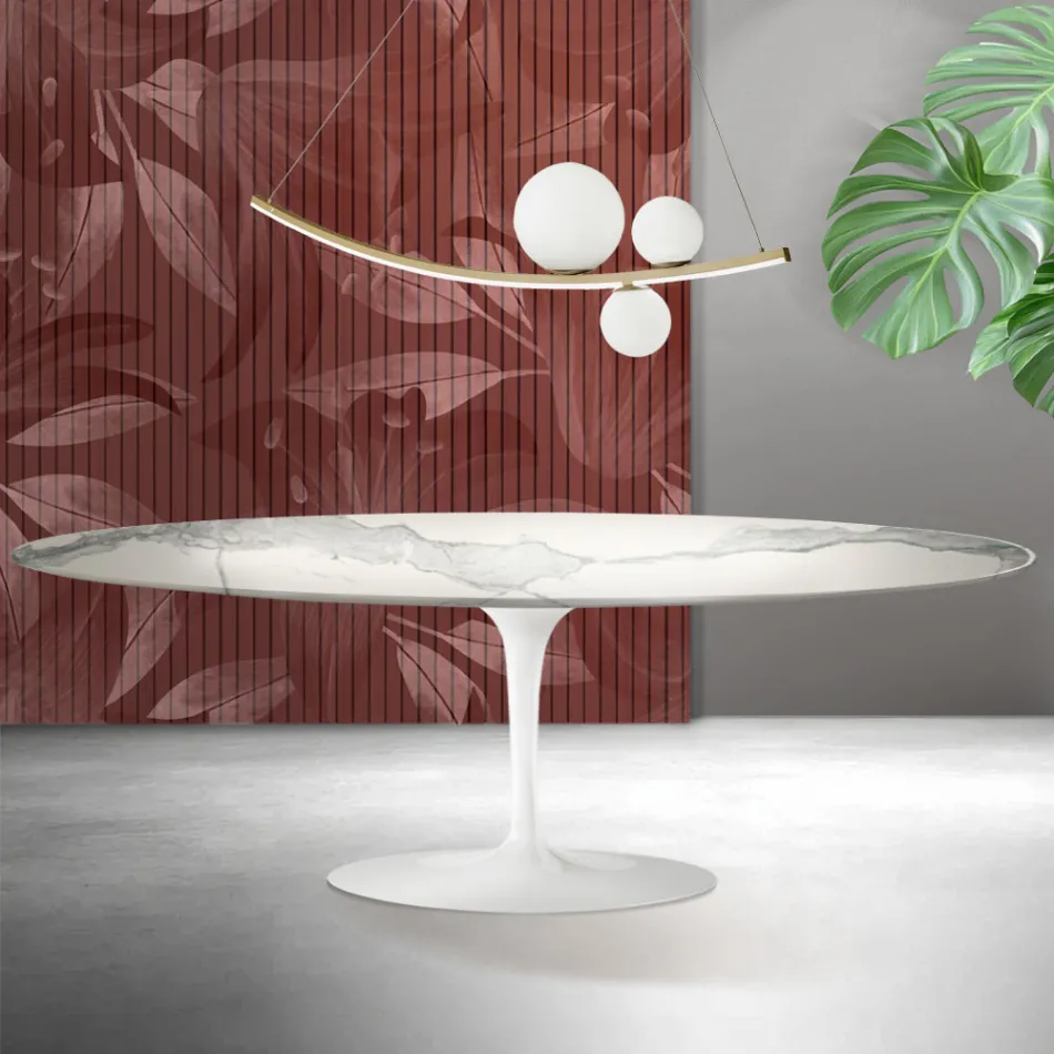 Saarinen Tulpanbord H 74 cm i Matt Florim Statuario Ceramica - Scarlet Viadurini