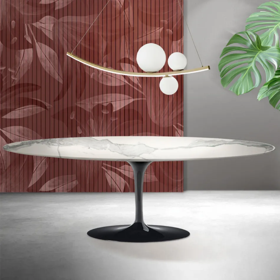 Saarinen Tulpanbord H 74 cm i Matt Florim Statuario Ceramica - Scarlet Viadurini