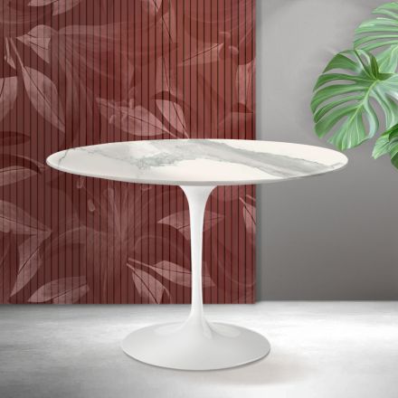 Saarinen Tulpanbord H 74 cm i Matt Florim Statuario Ceramica - Scarlet Viadurini