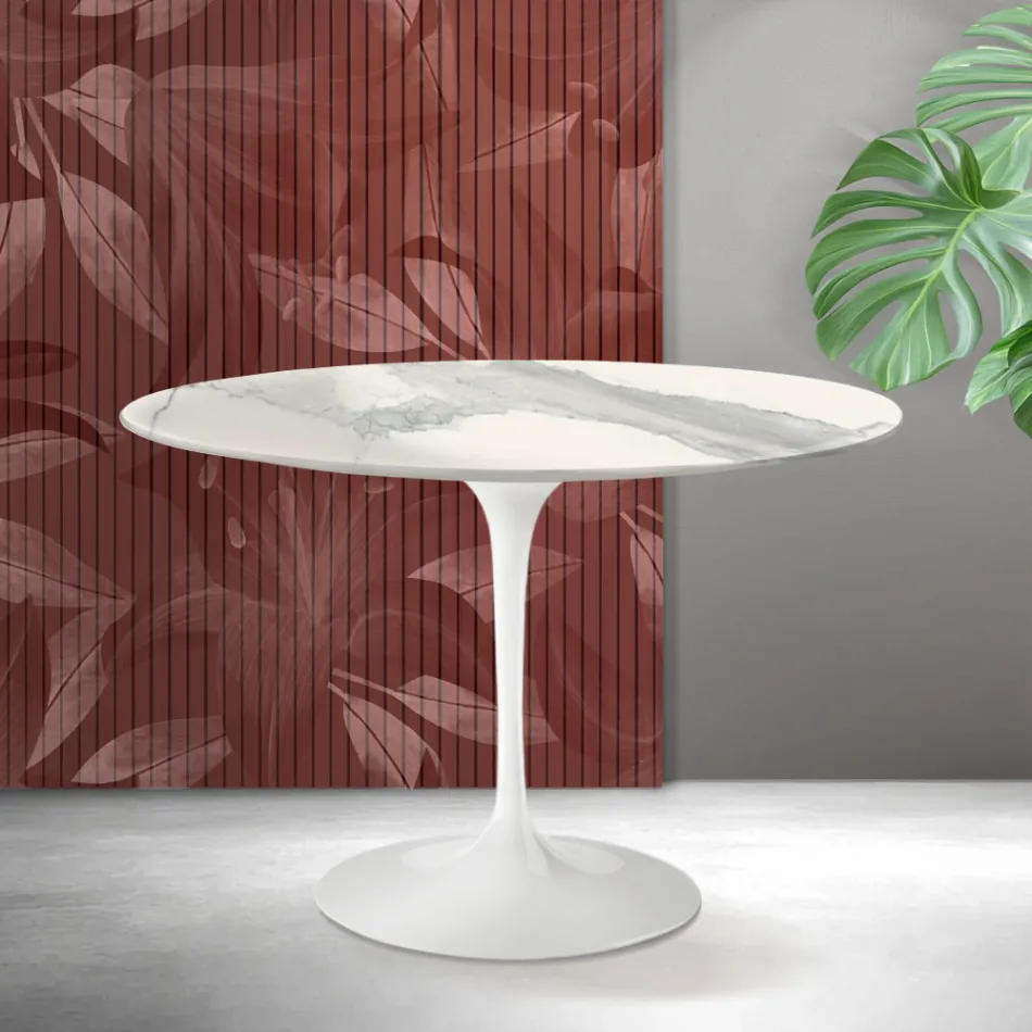 Saarinen Tulpanbord H 74 cm i Matt Florim Statuario Ceramica - Scarlet Viadurini