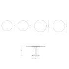 Saarinen Tulip-bord H 74 cm runt i Florim keramik blank vit - scharlakansröd Viadurini
