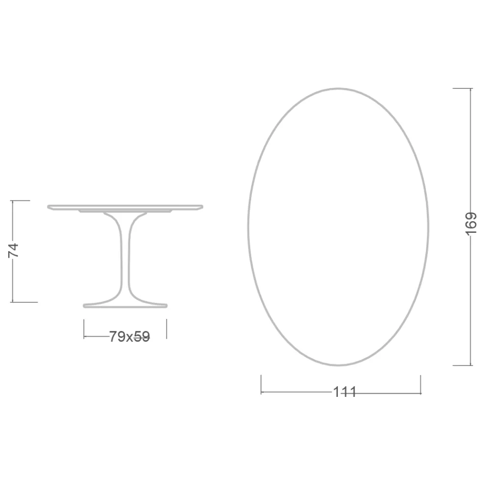 Tulip Table Saarinen H 74 med oval skiva i Carrara-marmor Tillverkad i Italien - Scarlet Viadurini