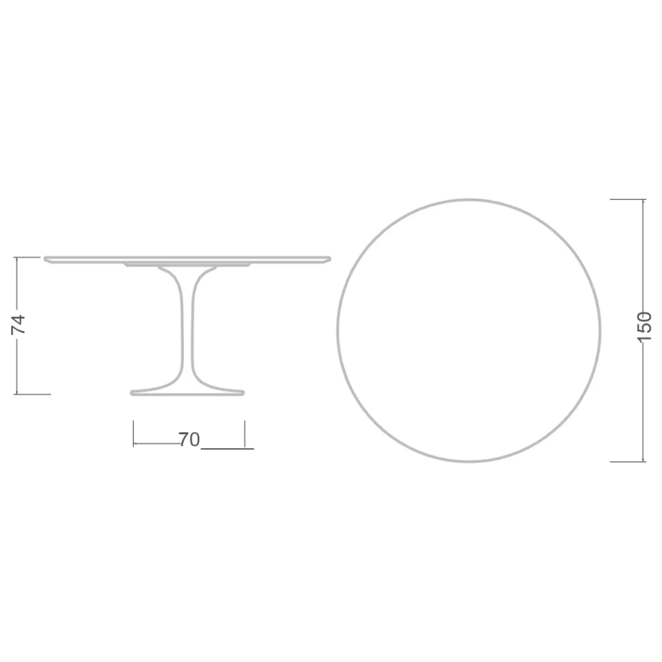 Tulip Table Saarinen H 74 med rund skiva i svart Marquinia-marmor tillverkad i Italien - Scarlet Viadurini