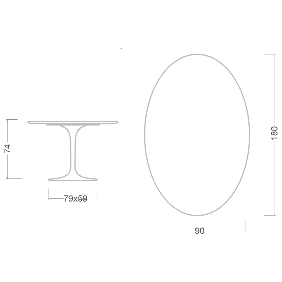 Tulpanbord Saarinen H 74 Oval i Carrara Marmor Statuarietto Tillverkad i Italien - Scarlet Viadurini