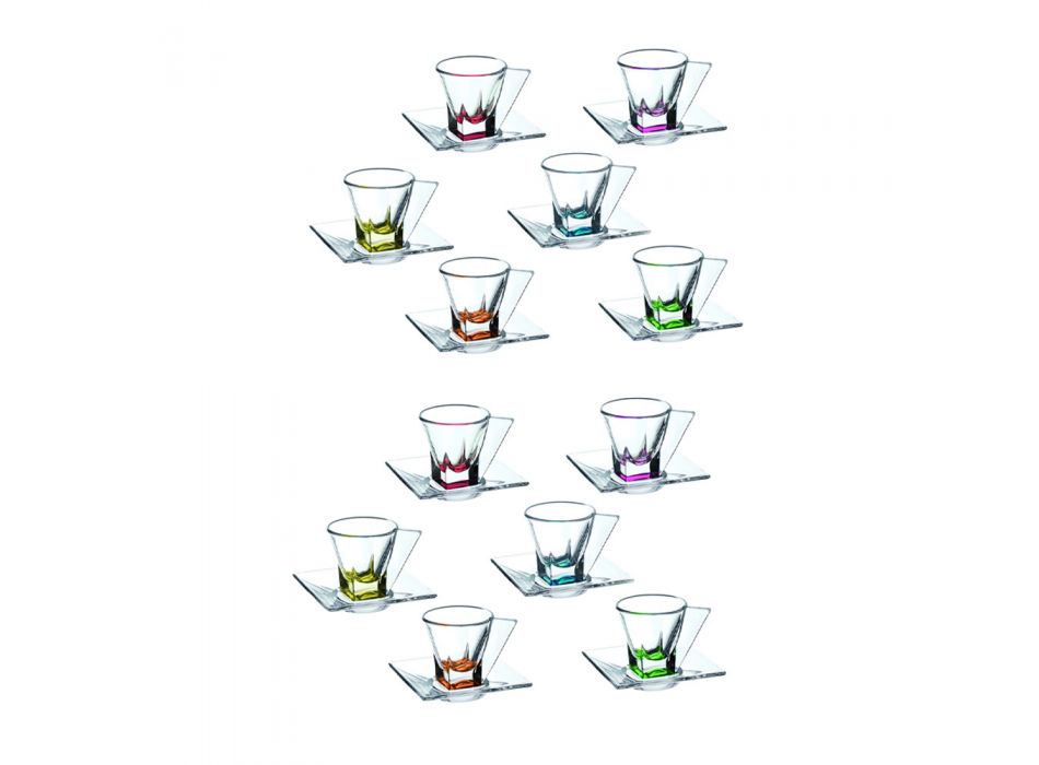 Genomskinliga eller färgade kristallekologiska kaffekoppar 12 delar - Amalgam Viadurini