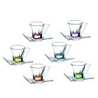 Genomskinliga eller färgade kristallekologiska kaffekoppar 12 delar - Amalgam Viadurini