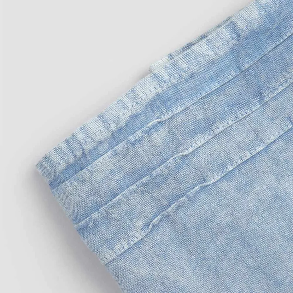 Italiensk lyxdesign Ljusblå Tung Linne Badhandduk - Jojoba Viadurini