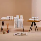 Duschhandduk i bomullsfrotté med dubbel volang i bomullspercale - Serenity Viadurini