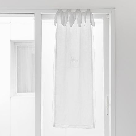Glasgardin med linneväv och vit organza Elegant design - Tapioka Viadurini