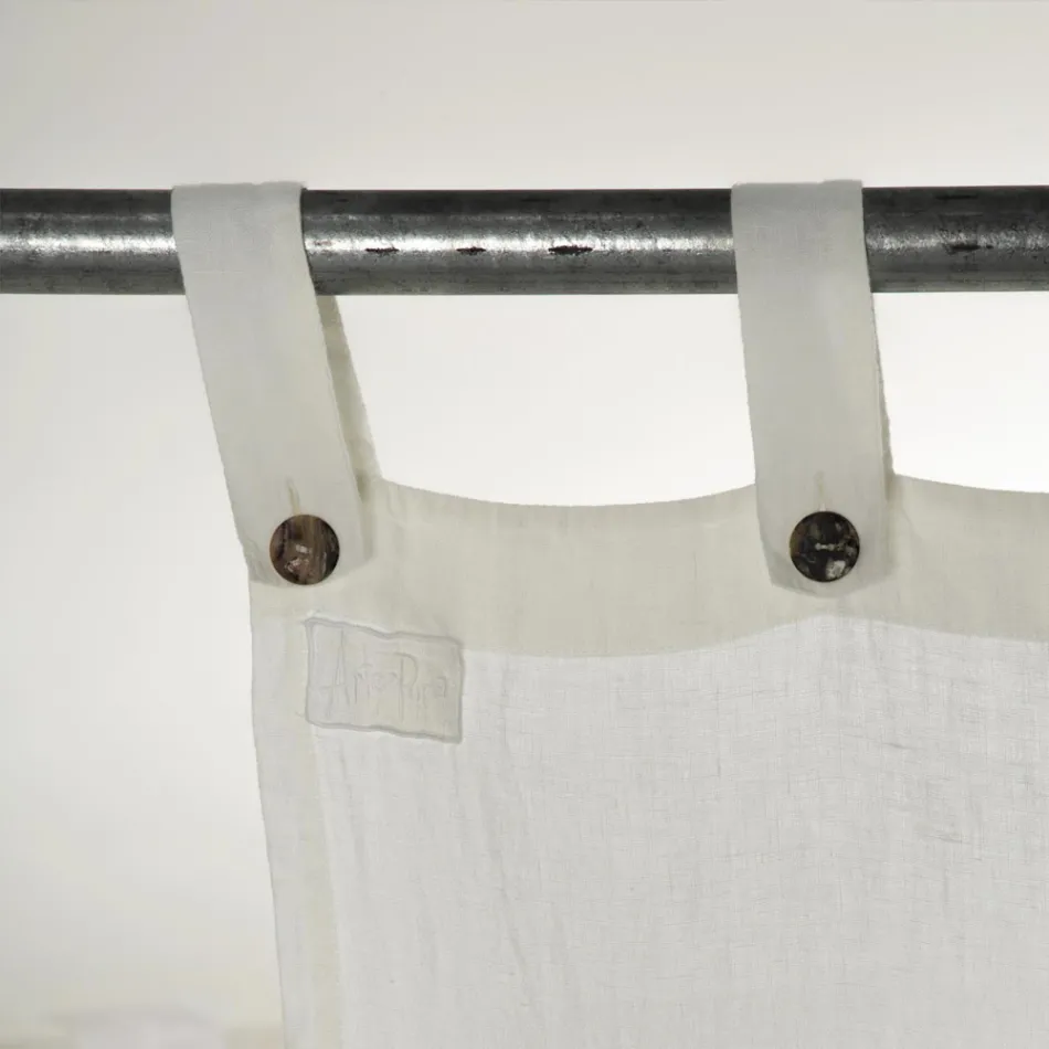 Vit ljus linnegardin med italienska lyxiga designknappar - Geogeo Viadurini