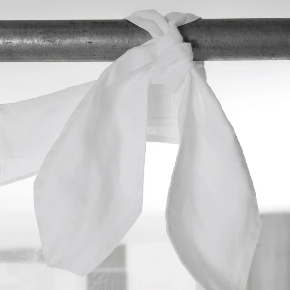 Vit linne- och organzagardin med elegant italiensk designbroderi - Oceanomare Viadurini