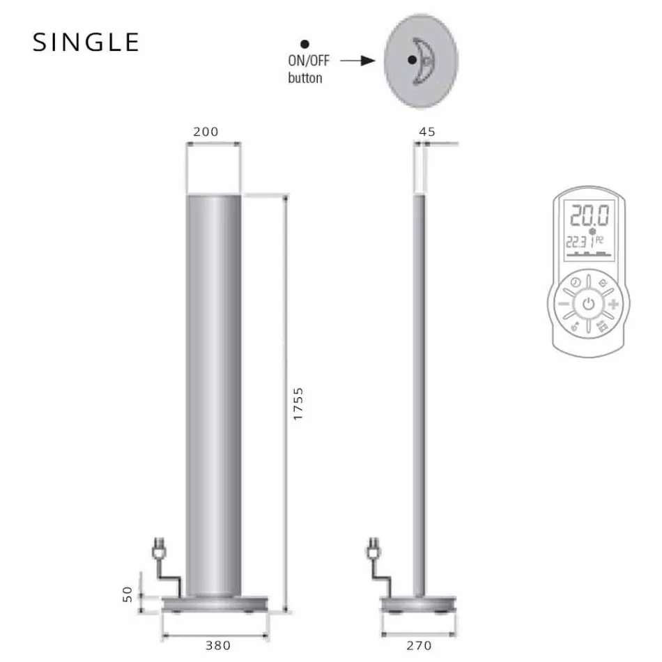 Golv Elektrisk kylare med enkel- eller dubbelledd design vid 500 W - Stilus Viadurini
