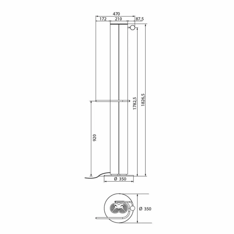 Vertikal Design Badrumsradiator Elektrisk Golv 450 Watt - Ottolungo Viadurini
