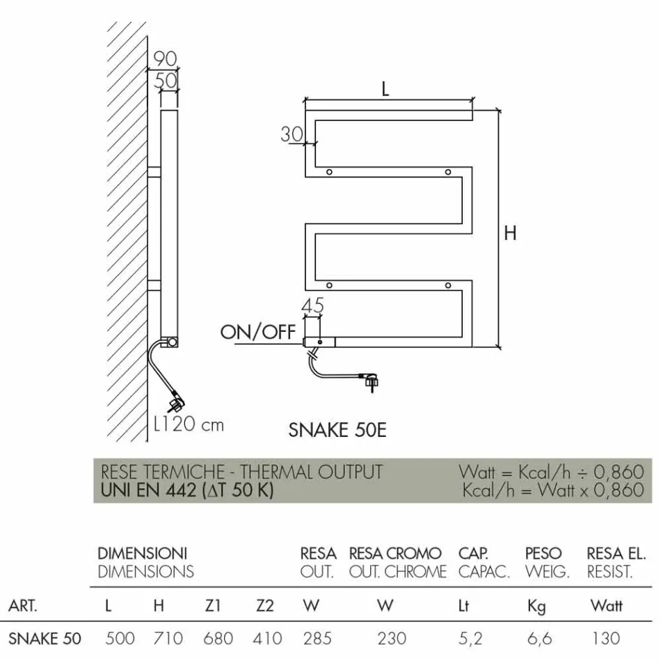 elektriska krom radiator i modern design Snake av Scirocco H Viadurini