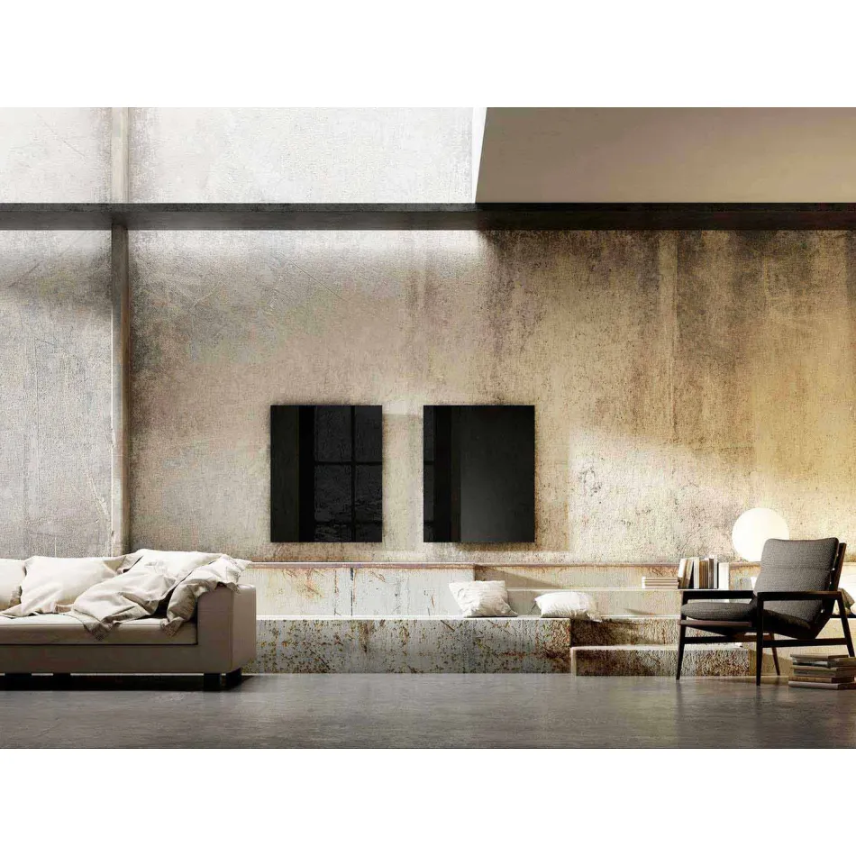 Infraröd design elektrisk radiator i svart klart glas Viadurini