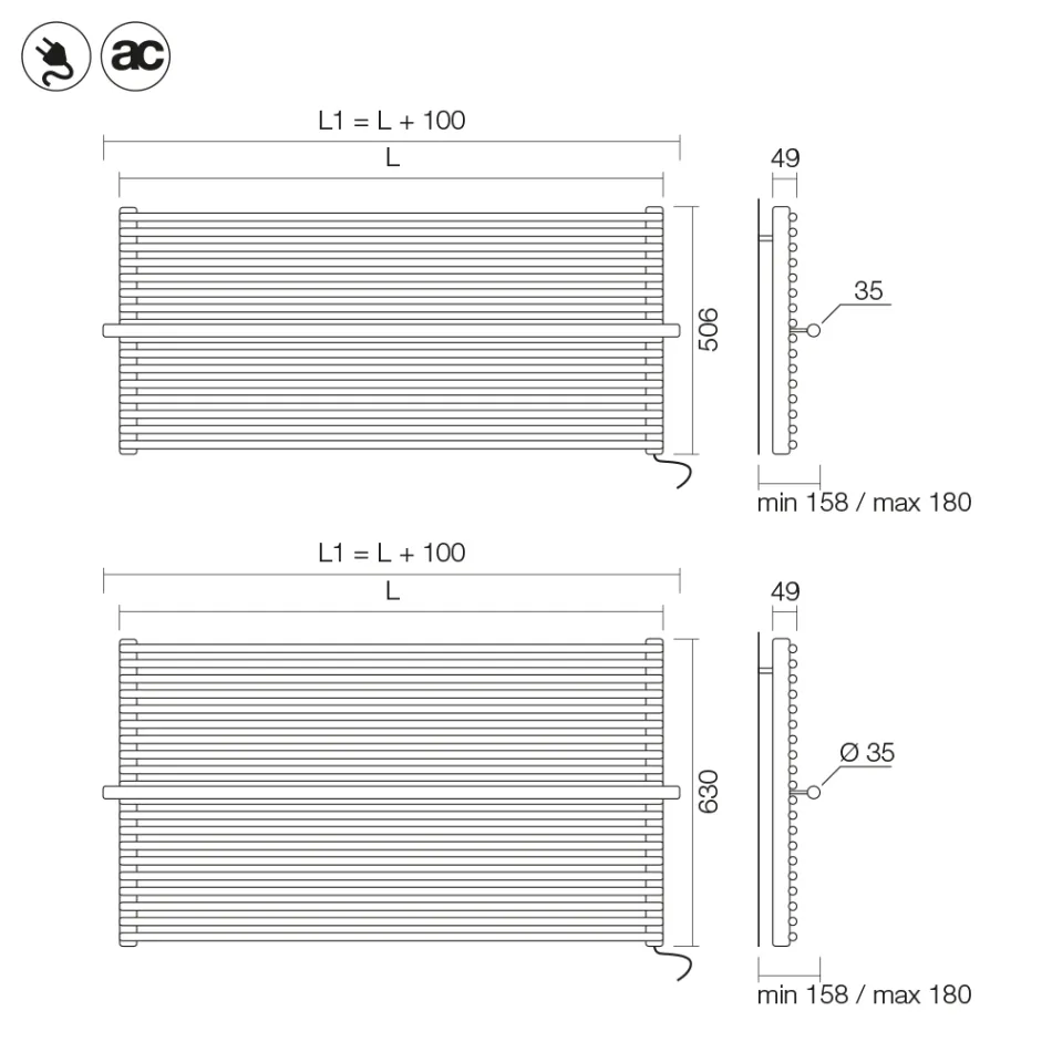 Beige elektrisk radiator i kolstål Tillverkad i Italien - Solaris Viadurini