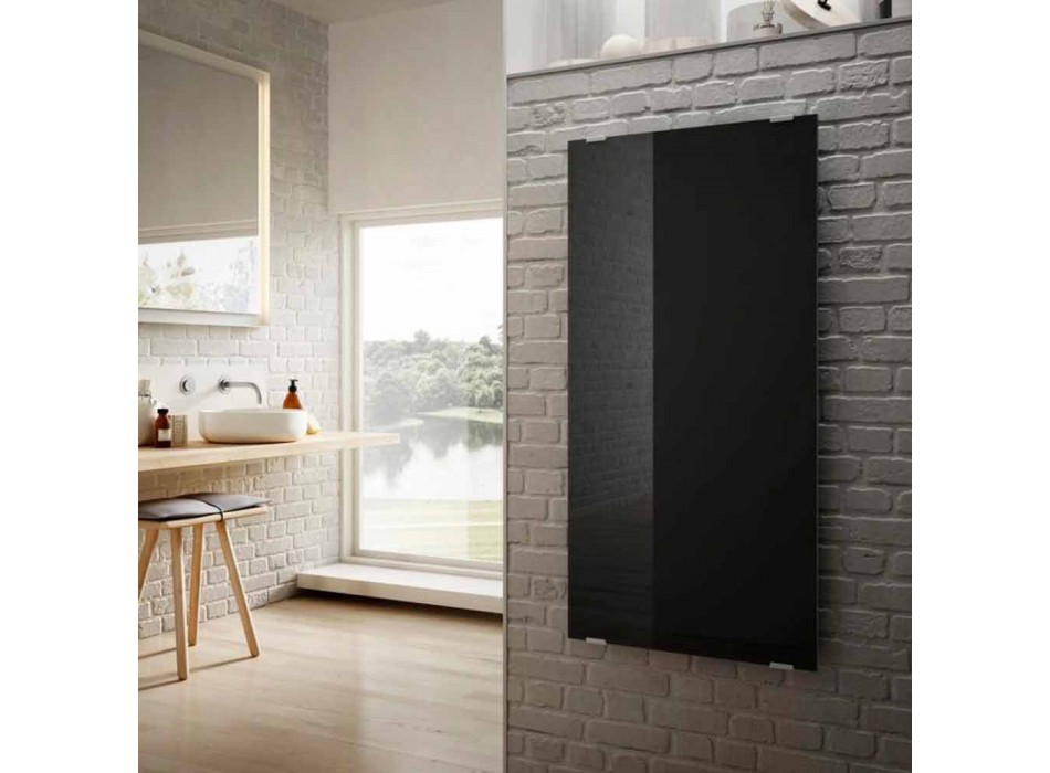 Modern design svart glas elektrisk radiator Star, tillverkad i Italien Viadurini