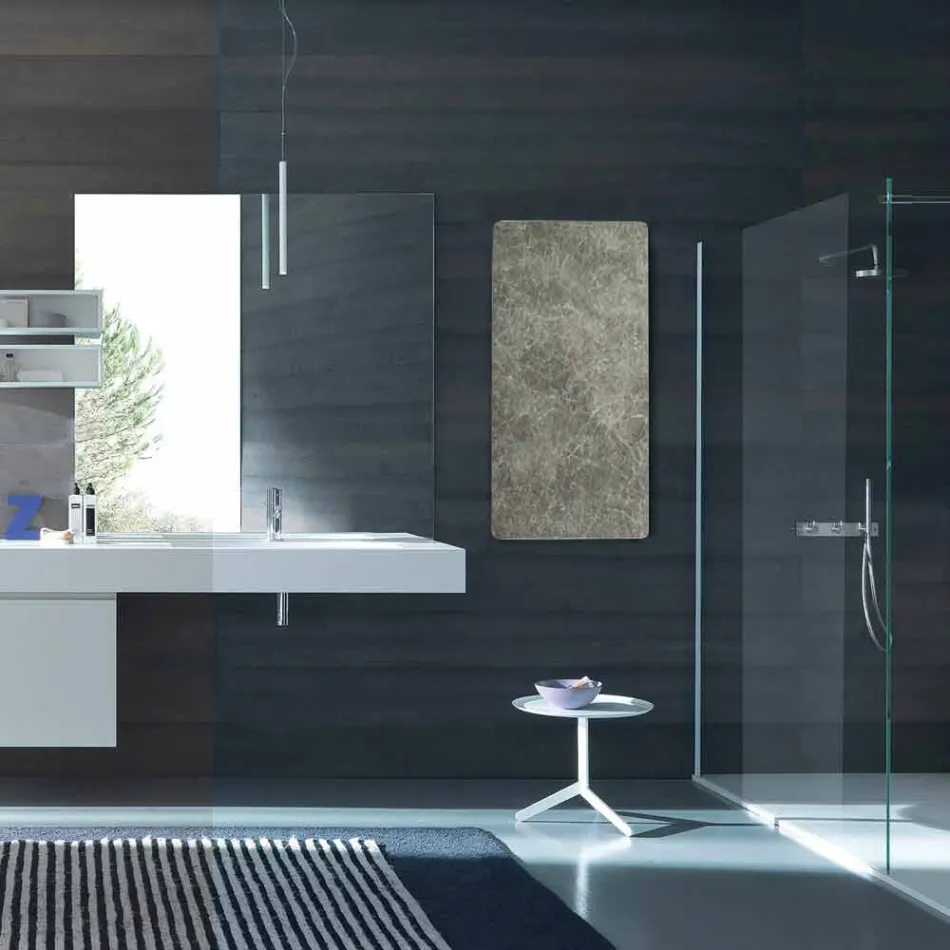 Elektrisk härdat glasradiator med Jonny stenfinish Viadurini