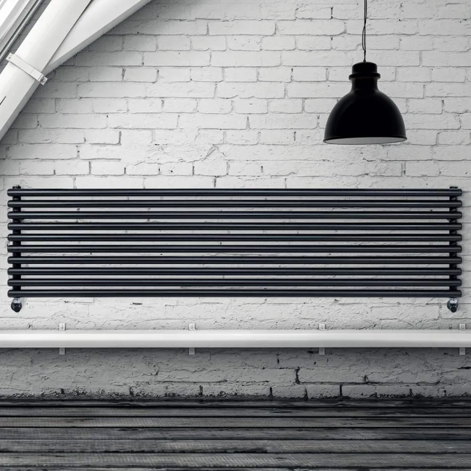 Hydraulisk radiator med vertikala kollektorer och horisontella rör - Sammansatt Viadurini