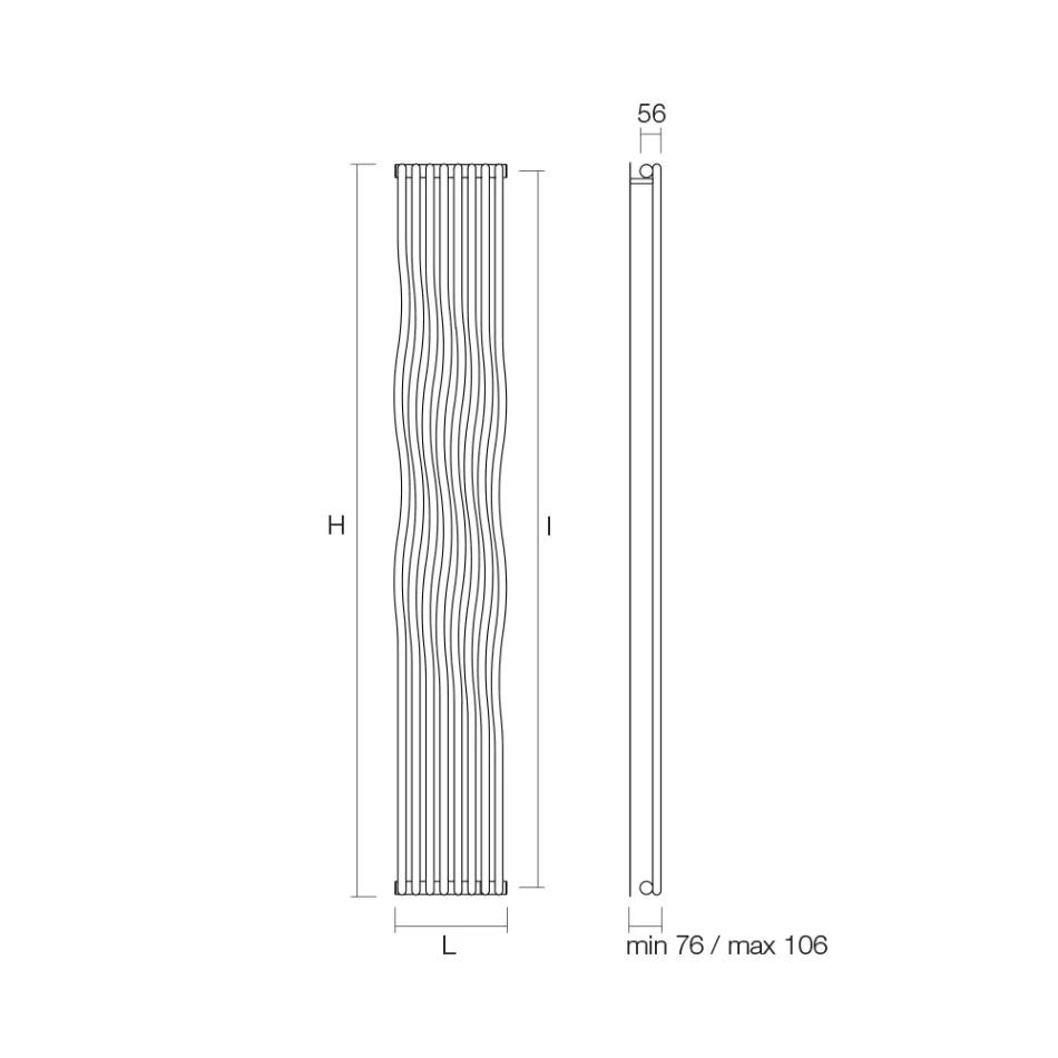 Hydraulisk kylare med böjda vertikala element tillverkad i Italien - Ribes Viadurini