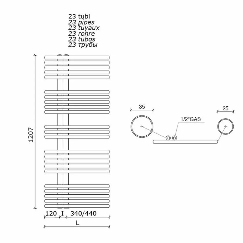Väggmonterad handduksvärmare i modern design upp till 690 W - påfågel Viadurini