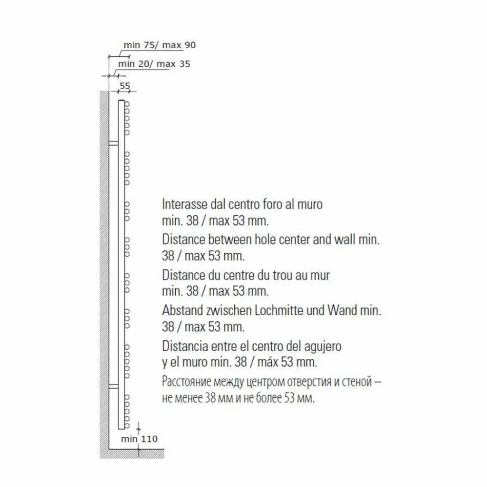 Handduksvärmare i krom krom i stålhydraulisk design 483 W - Pavone Viadurini